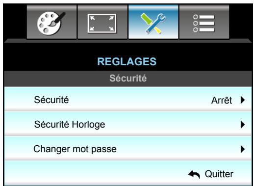 OPTOMA EH515TST - Menu Configuration - Sécurité - 1