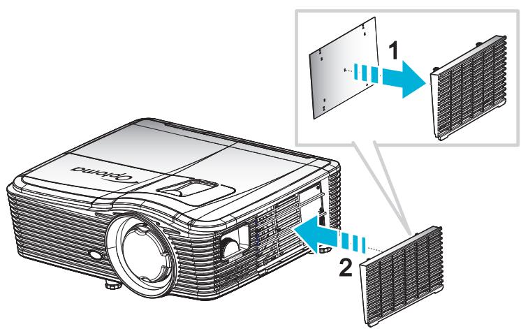 OPTOMA EH515TST - Installer le filtre à poussière - 1