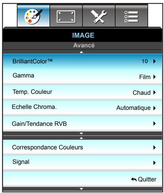 OPTOMA EH515TST - Menu Image - Avancé - 1