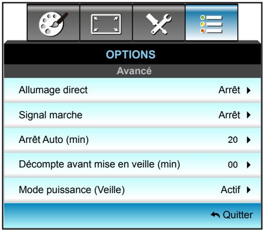 OPTOMA EH515TST - Menu Options - Avancé - 1