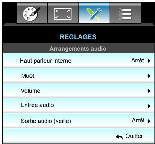 OPTOMA EH615 - Menu Configuration - Arrangements audio - 1