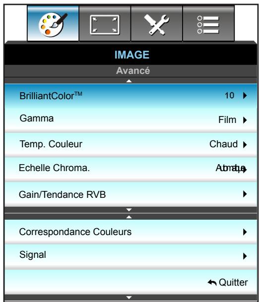 OPTOMA EH615 - Menu Image - Avancé - 1