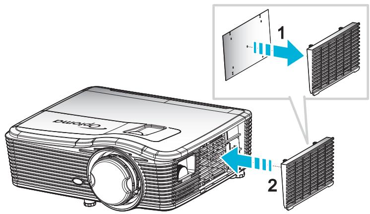 OPTOMA EH615 - Installer le filtre à poussière - 1