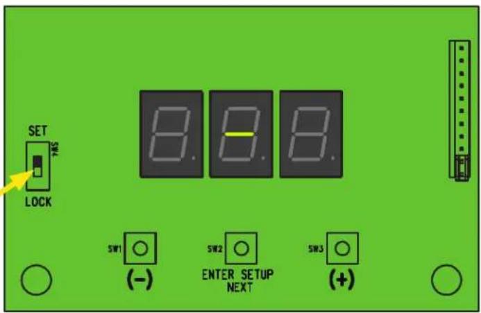SET SW4 LOCK 8. 8. 8. SW1 (-) SW2 ENTER SETUP NEXT SW3 (+)