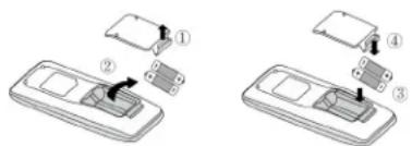 Diagram showing two states of a device with labeled components, including a switch and battery-like parts.
