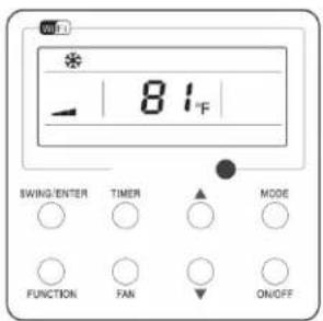 81°F SWING/ENTER TIMER MODE FUNCTION FAN ON/OFF