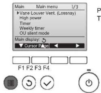 MITSUBISHI PEA-M125GAA - Navigating through the Main menu - 1