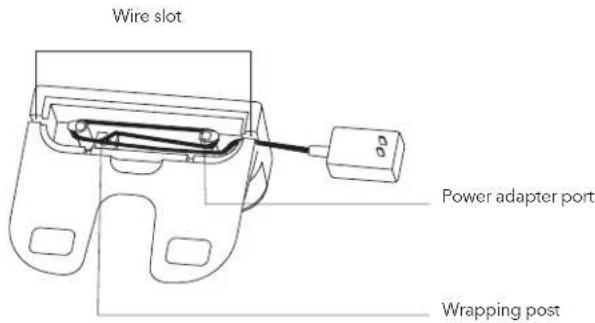 Wire slot Power adapter port Wrapping post