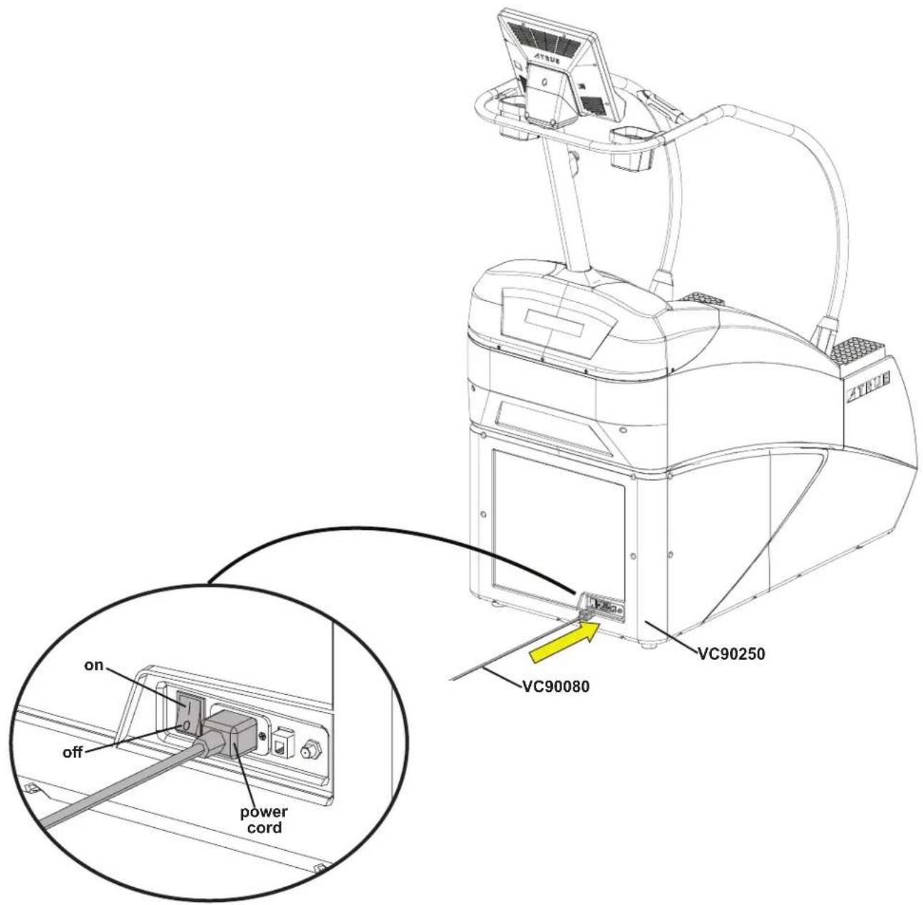 on off power cord VC90080 VC90250