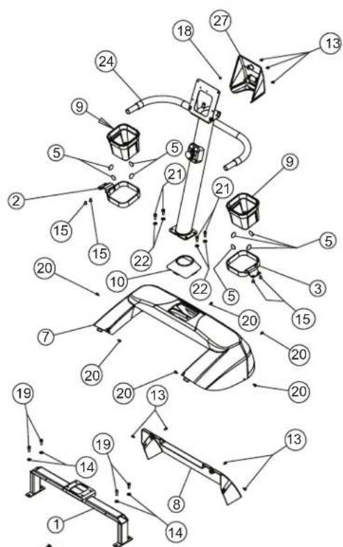 Technical diagram of a car air lift assembly with numbered components for identification