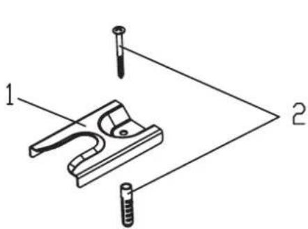Technical diagram showing a mechanical clamp or bracket assembly with labeled parts 1 and 2