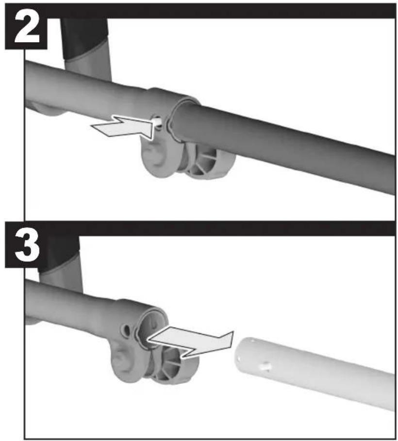 Diagram showing two-step installation of a pipe fitting, labeled with numbers 2 and 3.