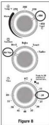 Temp 250 Warm 400 +650 Turb Broll Bake Tube Air Fry 30 Turn to 28 and 10 +20 35 30 Figure 8