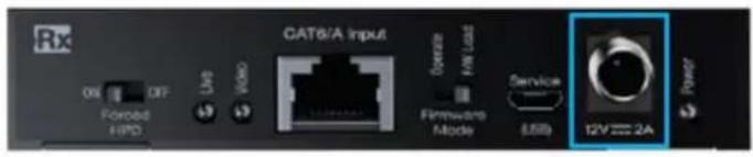 Rx CAT6/A Input Offs Diff Unp Video Operator HW load Firmware Mode Service USB 12V 2A Power