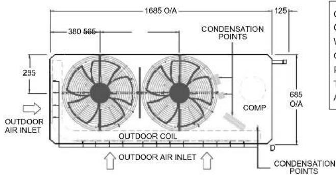 1685 O/A 380 565 295 OUTDOOR AIR INLET CONDENSATION POINTS COMP 685 O/A OUTDOOR COIL D CONDENSATION POINTS