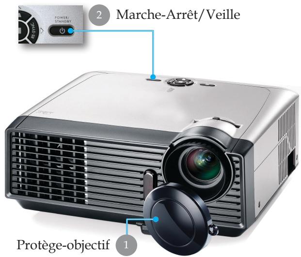 OPTOMA EP709 - Mise sous tension du projecteur - 2