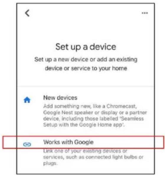Set up a device Set up a new device or add an existing device or service to your home New devices Add something new, like a Chromecast, Google Nest speaker or display or a partner device, including those labelled 'Seamless Setup with the Google Home app'. Works with Google Link one of your existing devices or services, such as connected light bulbs or plugs.
