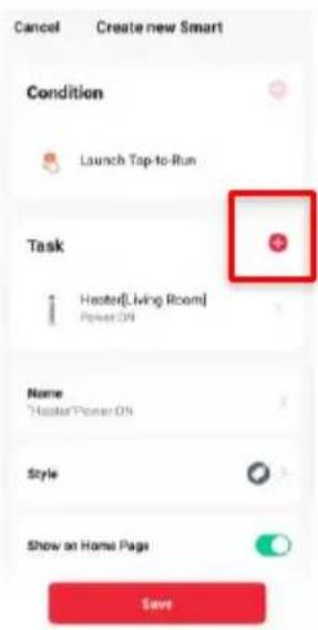 Cancel Create new Smart Condition Launch Top-to-Run Task Hostor[Living Room] Power ON Name HostorPower ON Style Show on Home Page Save