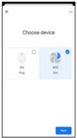Choose device 255 Flag 470 Fan Next