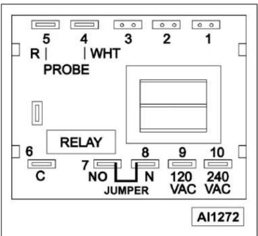 5 R | WHT PROBE 6 RELAY C 7 NO N 8 9 10 JUMPER 120 240 VAC VAC AI1272