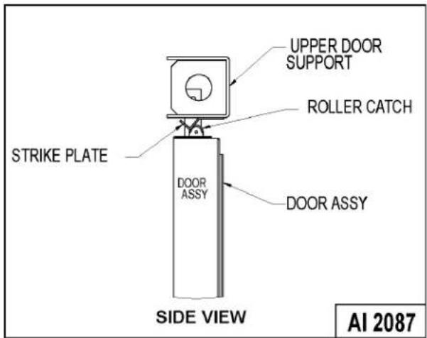 UPPER DOOR SUPPORT ROLLER CATCH STRIKE PLATE DOOR ASSY DOOR ASSY SIDE VIEW AI 2087