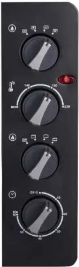 Control panel interface with multiple rotary buttons and display indicators, including speed, magnification, and time settings.