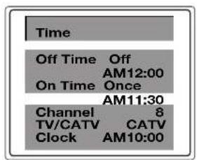 Time Off Time Off AM12:00 On Time Once AM11:30 Channel 8 TV/CATV CATV Clock AM10:00