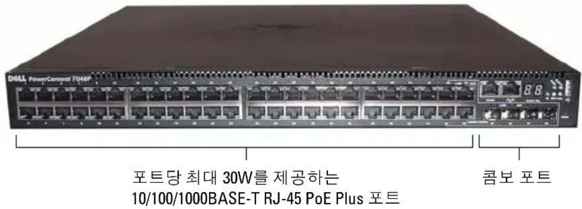DOLL PowerConnect 7046F 포트당 최대 30W를 제공하는 10/100/1000BASE-T RJ-45 PoE Plus 포트 콤보 포트