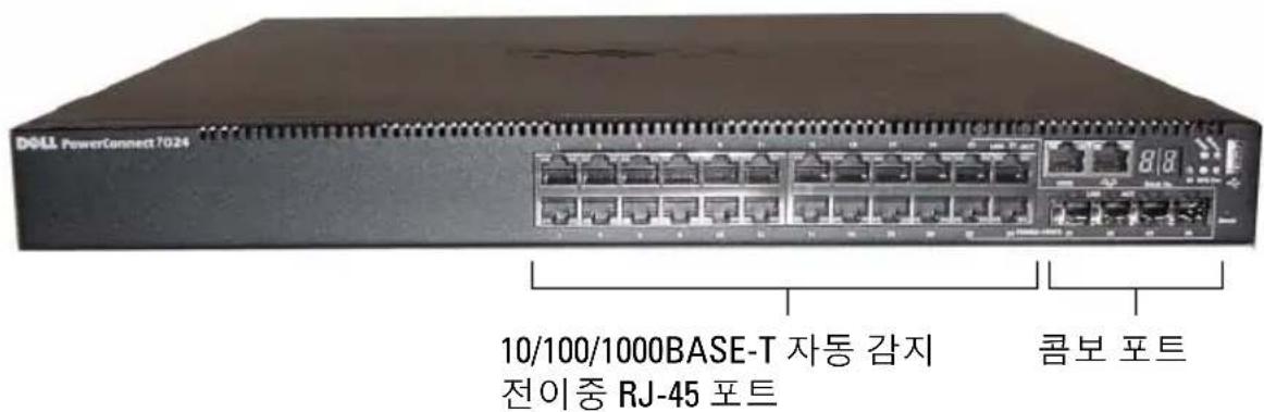 DOLL PowerConnect 7024 10/100/1000BASE-T 자동 감지 전이중 RJ-45 포트 콤보 포트