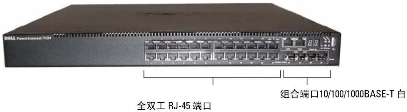 DHELL PowerConnect 7024 全双工 RJ-45 端口 组合端口10/100/1000BASE-T 自