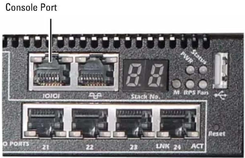 Console Port IOIOI Stack No. M. RPS Fan Status PWR Reset O PORTS 21 22 23 LNK 24 ACT