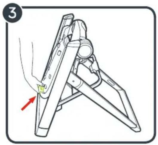 Illustration of a person using a folding chair to adjust or adjust the seat (no text or symbols present)
