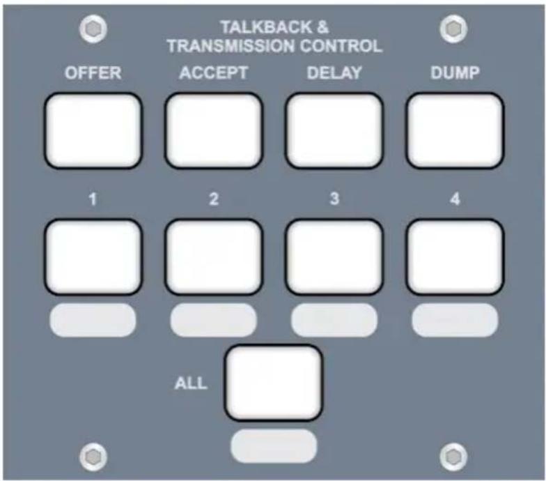 TALKBACK & TRANSMISSION CONTROL OFFER ACCEPT DELAY DUMP 1 2 3 4 ALL