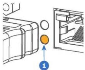 Diagram showing a device with two circular components and an arrow labeled '1' pointing to a highlighted orange circle.