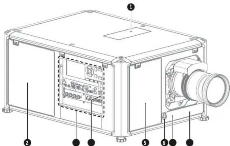 Technical diagram of a device with numbered components, likely an optical or mechanical assembly.
