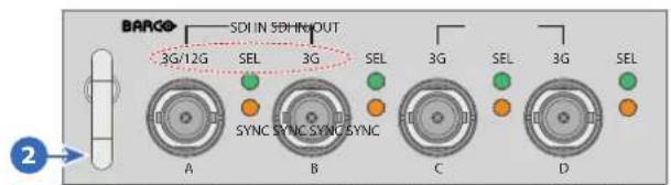 BARGO SDI IN 5DH INPUTOUT 3G/12G SEL 3G SEL 3G SEL 3G SEL SYNC SYNC SYNC SYNC A B C D