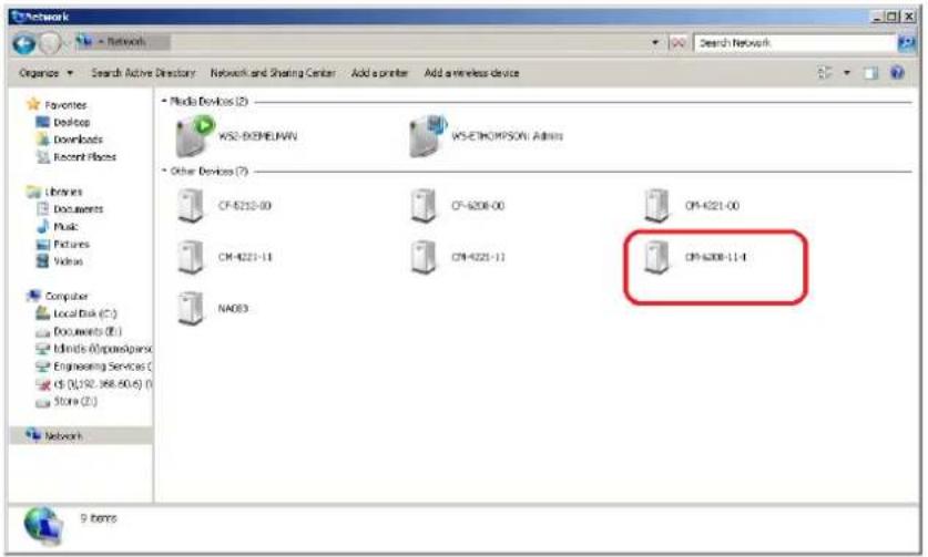 Network Organize Search Active Directory Network and Sharing Center Add a printer Add a wireless device Favorites Desktops Downloads Recent Files Libraries Documents Music Pictures Videos Computer Local Risk (C:) Documents (E:) Idinities (Upgrades) Engineering Services ( CE (U)2,368.60.6 (I Store (Z:) Network 9 items Media Devices (2) K52-BEMELWIN KS-ETHOMPSON: Admin Other Devices (7) CF-6210-00 CF-6208-00 CF-6201-00 CM-4221-11 CM-4221-11 CP-6208-11-1 NA003