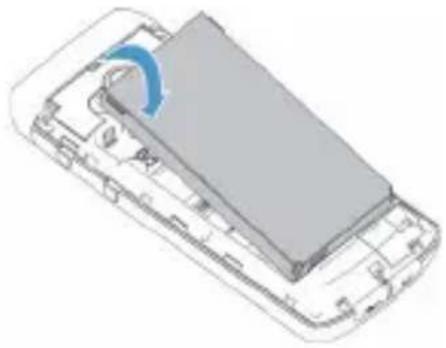 3D technical illustration of a mobile phone casing with a blue arc indicating a component (no text or symbols)