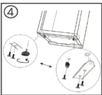 Technical diagram showing mechanical assembly steps with labeled components and directional arrows