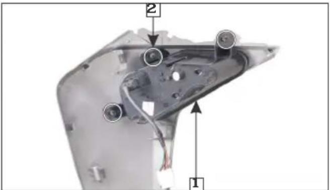 Technical diagram of a mechanical component with numbered annotations pointing to features like '2' and '1'