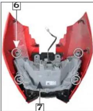 Technical diagram of a vehicle's internal components with numbered parts and highlighted areas