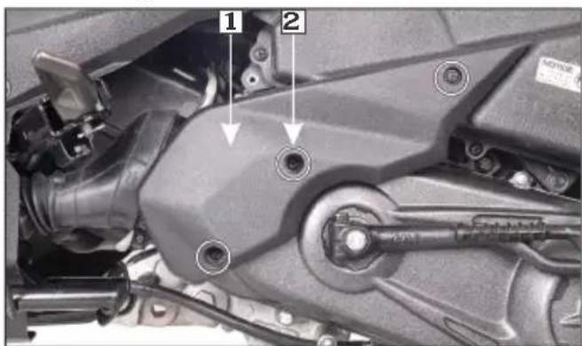 Technical diagram of a mechanical assembly with numbered components and directional arrows indicating parts of motion or assembly.