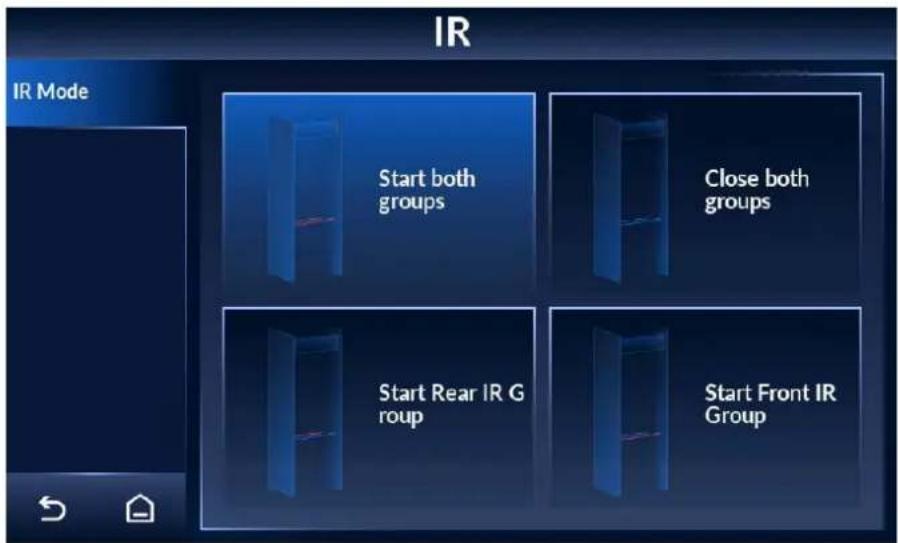 IR IR Mode Start both groups Close both groups Start Rear IR G roup Start Front IR Group
