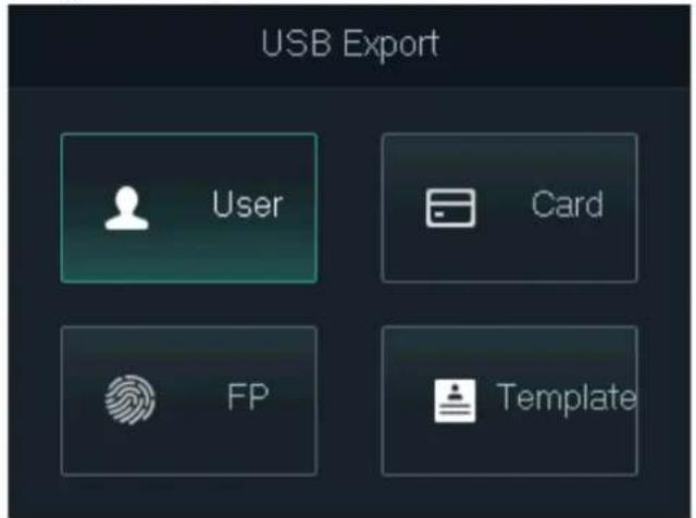 USB Export User Card FP Template