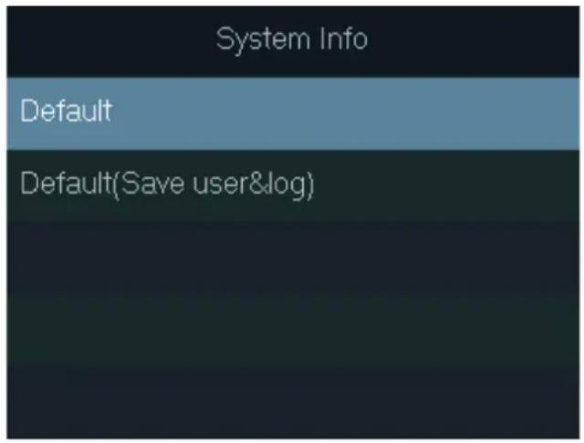 System Info Default Default(Save user&log)
