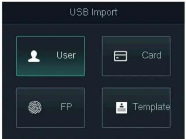 USB Import User Card FP Template