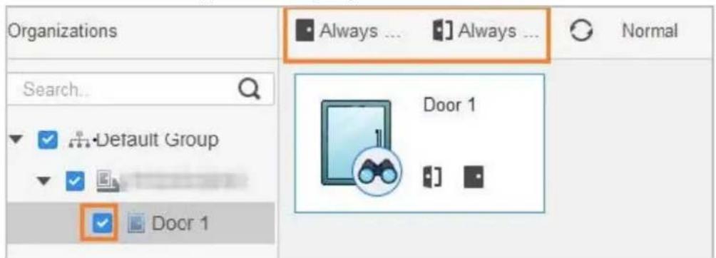 Organizations Search... Default Group Door 1 Always ... Always ... Normal Door 1