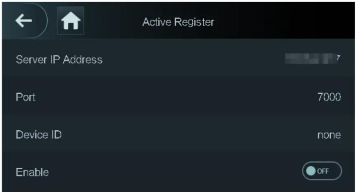 Active Register Server IP Address Port 7000 Device ID none Enable OFF