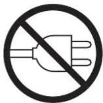 Prohibition sign with a crossed-out electrical plug symbol and the prohibition circle
