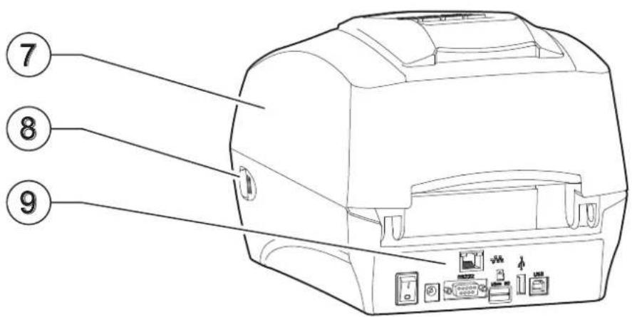 Diagram of a printer internal structure with numbered labels pointing to different components